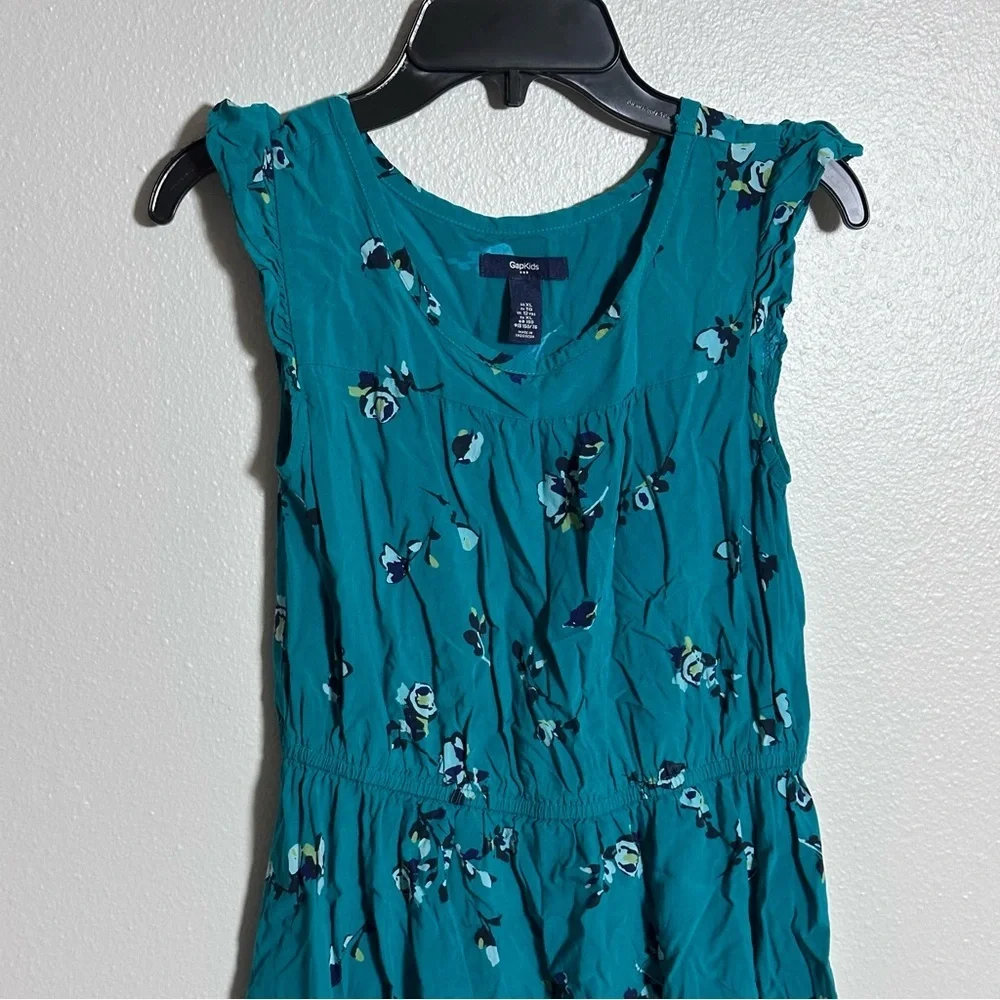 GapKids‎ Girl Green/Blue Floral Sleeveless Dress size XL.
